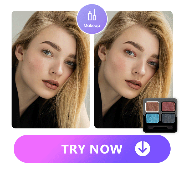 try 4 different eye shadows on a woman's photo with Vivid Glam